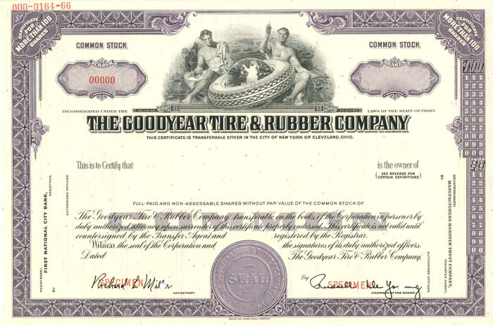 Goodyear Tire and Rubber Co. - Specimen Stock Certificate